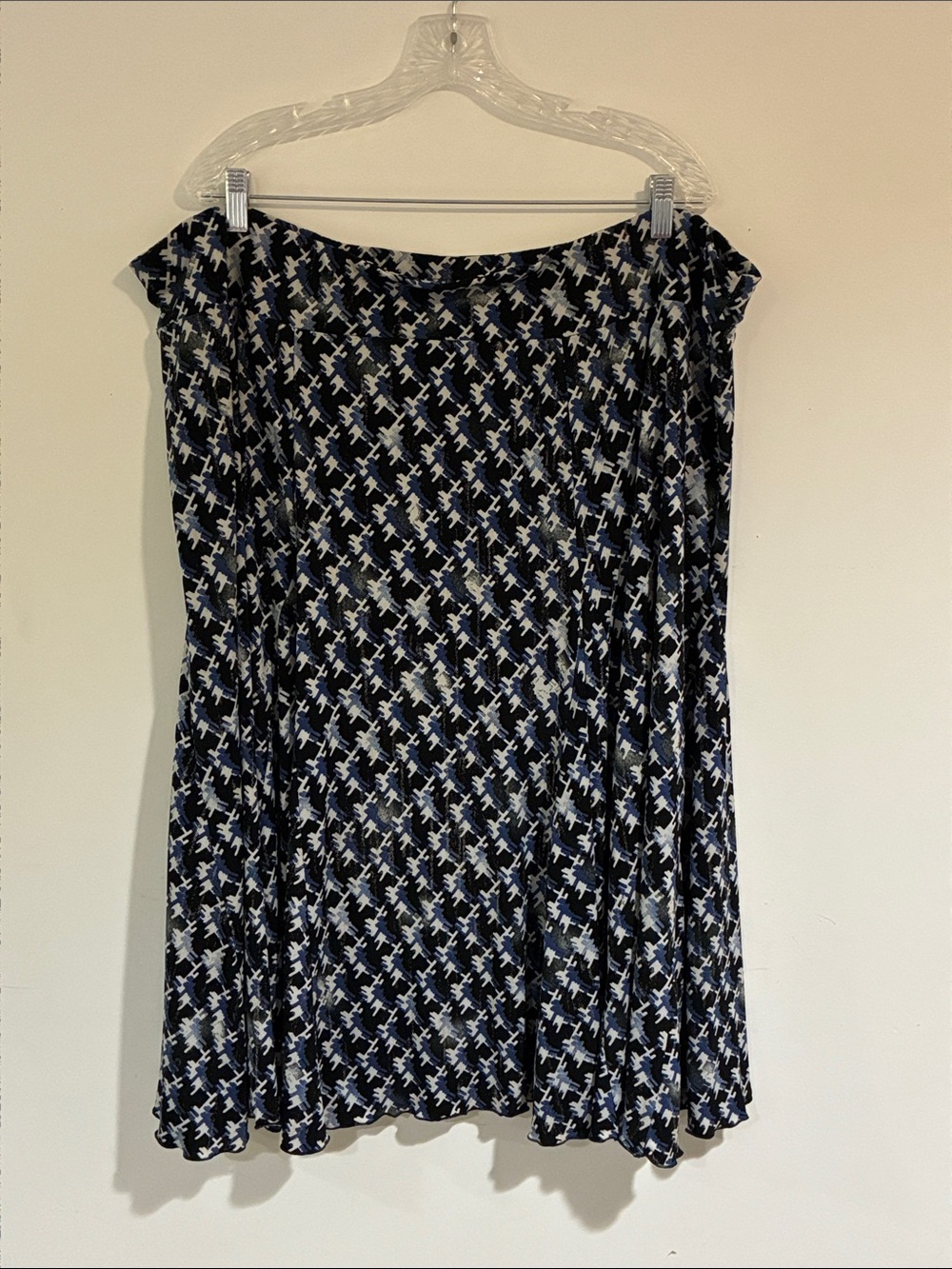 Studio 1940 Black, Blue & White Patterned A-Line Skirt